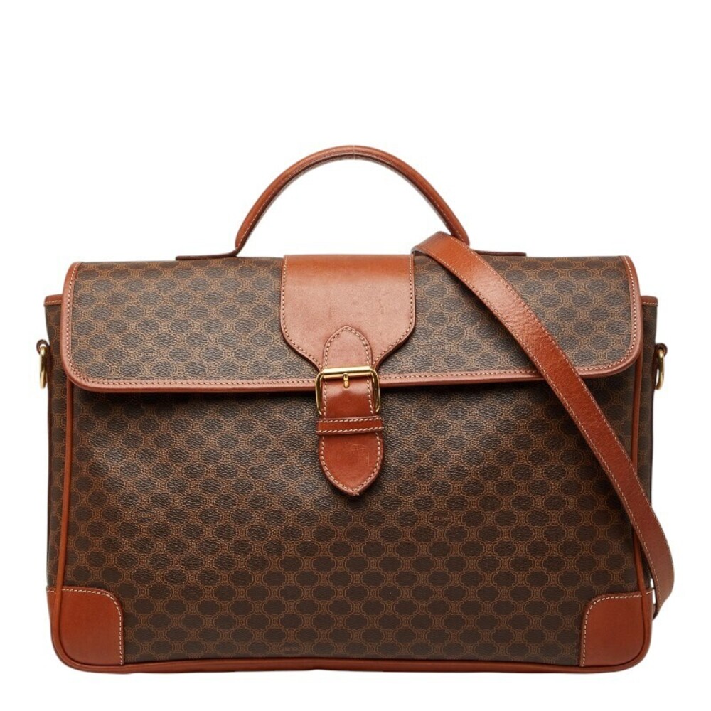 Celine Macadam Handbag Shoulder Bag Business Brown Leather